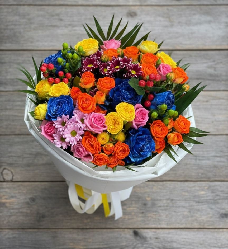 Букет цветов из: Розы и Хризантемы в Мекенской