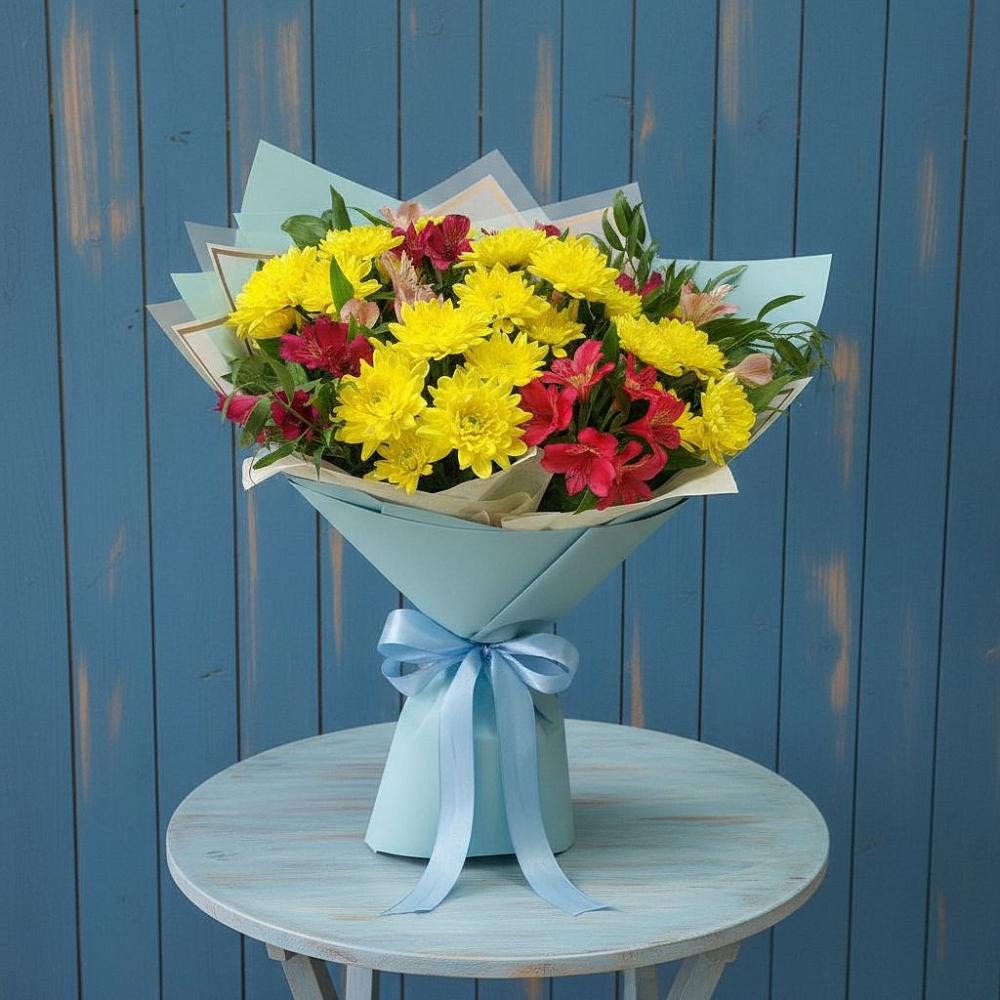 Букет цветов из: Альстромерии и Хризантемы в Мекенской