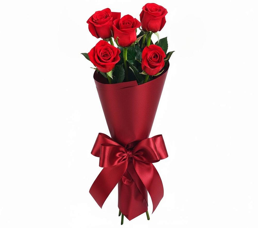 Букет 5 Красных роз Эдлесс Лав в Мекенской