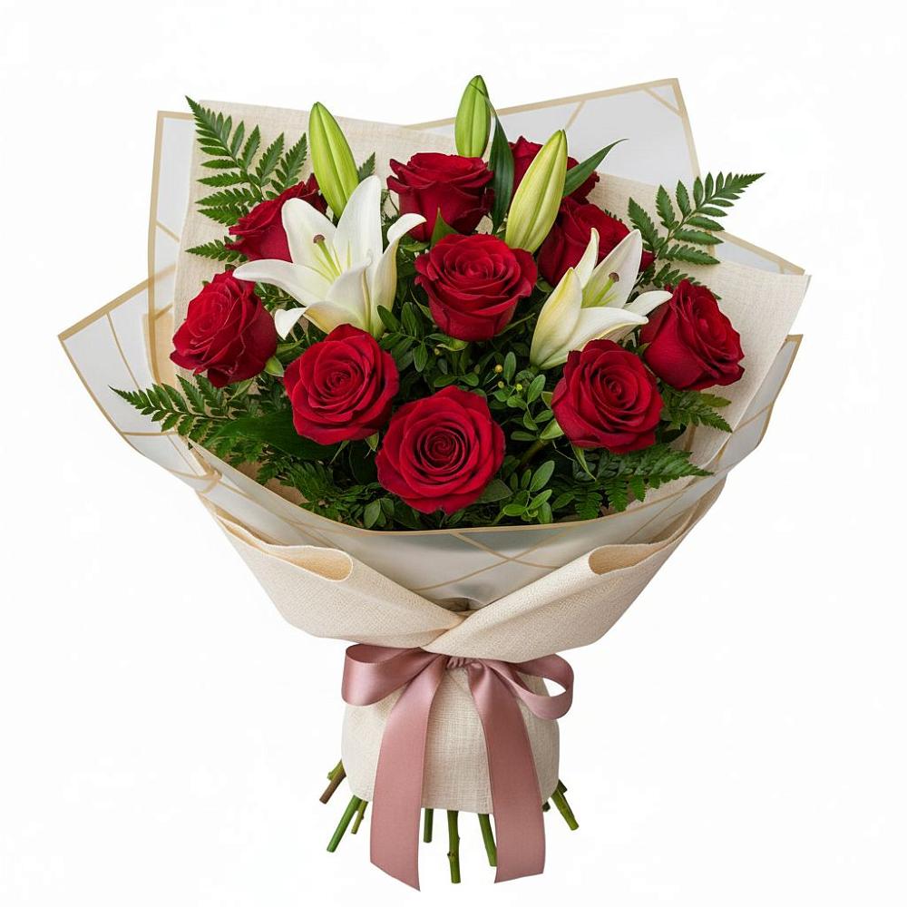 Букет цветов из: Лилии и Розы в Мекенской