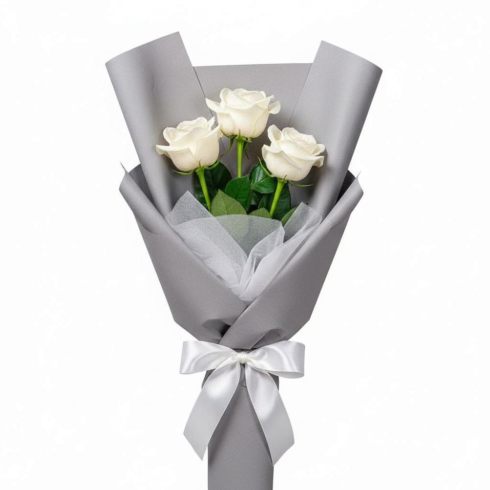 Букет 3 белые розы в Мекенской