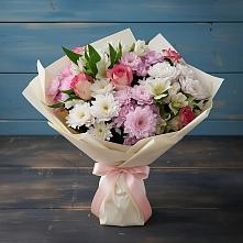 Букет цветов из:  Хризантемы, Альстромерии и Розы в Мекенской