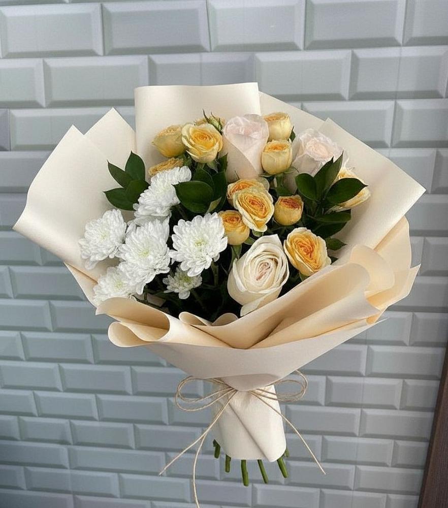 Букет цветов из: Розы и Хризантемы в Мекенской