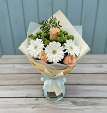 Букет цветов из:  Герберы, Розы и Хризантемы #REPLACE_PRED# Мекенской