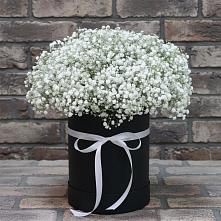 Цветочная композиция из Гипсофила в шляпной коробке в Мекенской