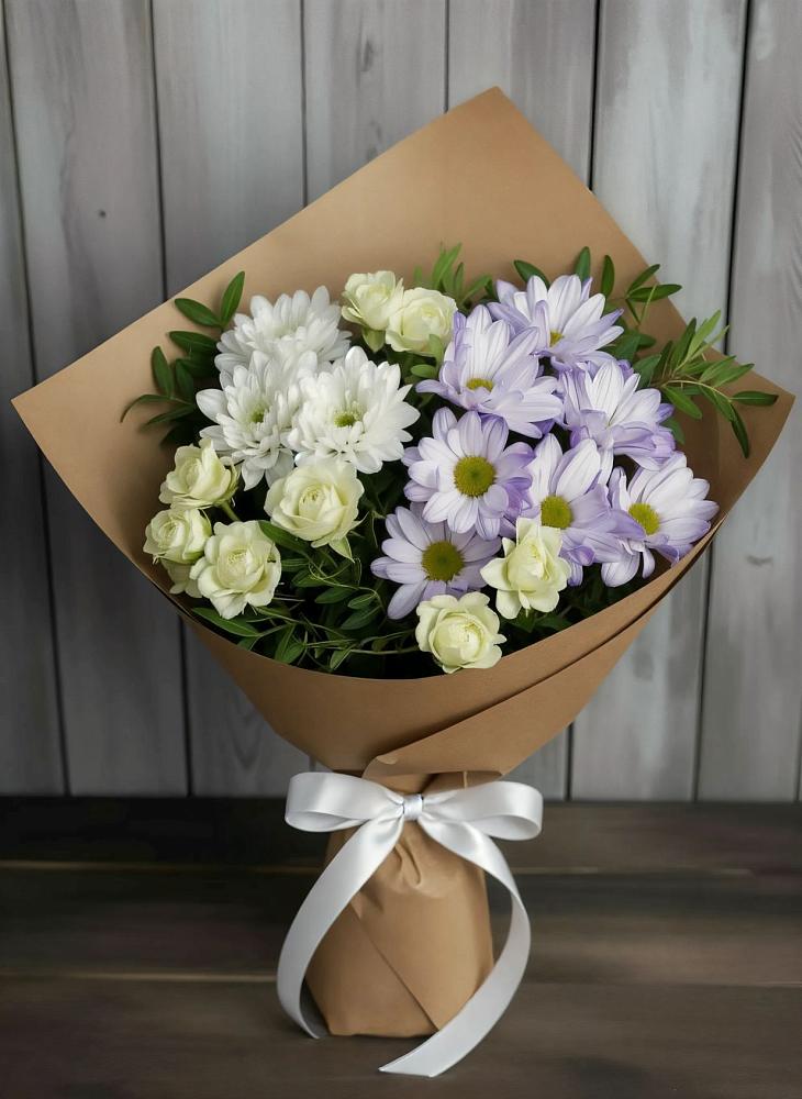 Букет цветов из: Хризантемы и Розы в Мекенской